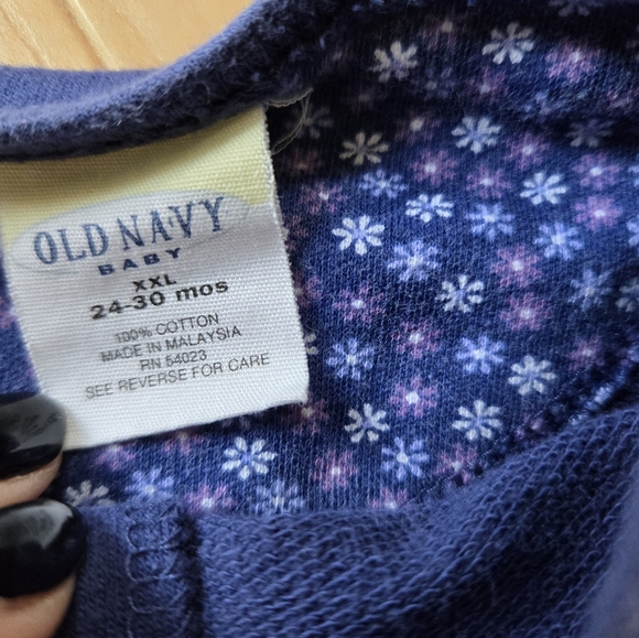 Vintage Y2K Old Navy blue floral cotton pants and cardigan matching 2-piece set - Picture 9 of 10
